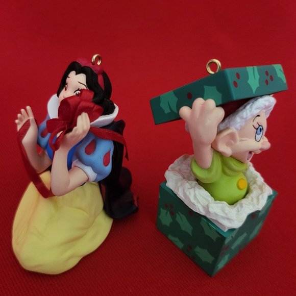 Hallmark Snow White & Dopey Dwarf Set of 2 Ornaments Anniversary Edition 1997 - Picture 6 of 12